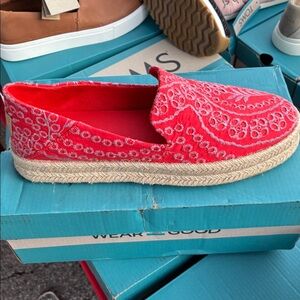 Toms Vibrant Red Patterned Espadrilles